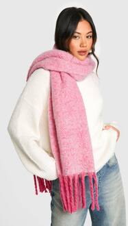Two Tone Chunky Gebreide Sjaal, Pink - ONE SIZE