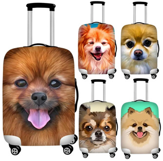 Twoheartsgirl 18-32inch Pomeranian Dog Luggage Protective Dust Cover Waterproof Travel Suitcase Covers Stretch Baggage Cover