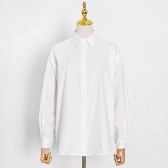 Twotwinstyle Casual Streetwear Blouse Voor Vrouwen Revers Lange Mouwen Hollow Out Wit Overhemd Vrouwelijke Mode Kleding Stijl wit / L