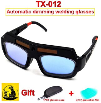 TX-012 Zonne-energie Automatische Dimmen Lassen Bril 1Pcs Dimmen Bril + 1Pcs Brillenkoker + 4Pcs Outer beschermende Vel