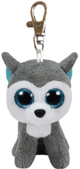 Ty Beanie TY Clips Beanie Boos - pluche huskey hondje sleutelhanger - 12 cm - grijs/wit