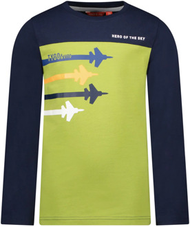 TYGO & vito Jongens shirt airplanes navy Blauw - 128