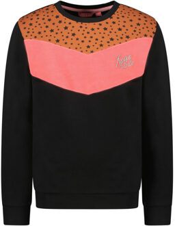 TYGO & vito Meisjes sweater colorblock v print Zwart - 128