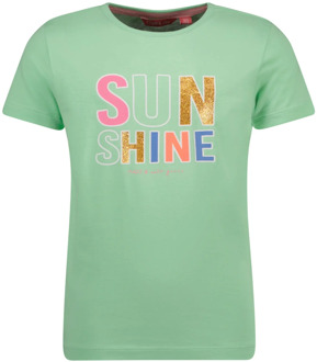 TYGO & vito Meisjes t-shirt glitterprint sunshine mint Groen - 128