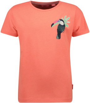 TYGO & vito Meisjes t-shirt met glitterprint toucan Rood - 104