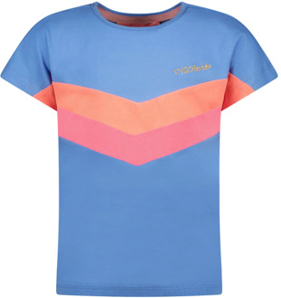 TYGO & vito Meisjes t-shirt met v colorblock print Licht blauw - 104