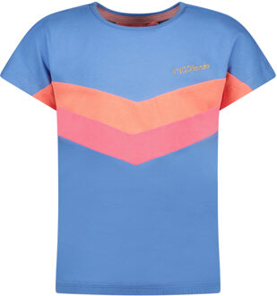 TYGO & vito Meisjes t-shirt met v colorblock print Licht blauw - 116