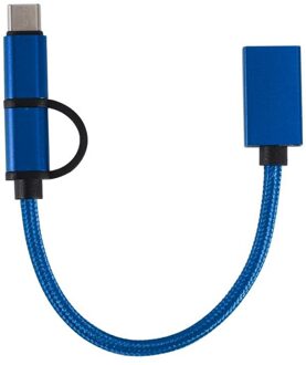 Type-C 2-In-1 Otg Micro Usb Type-C Gevlochten 2-In-1 otg Adapter Kabel Snelle Overdracht Datum Kabel Voor Android Adapter blauw