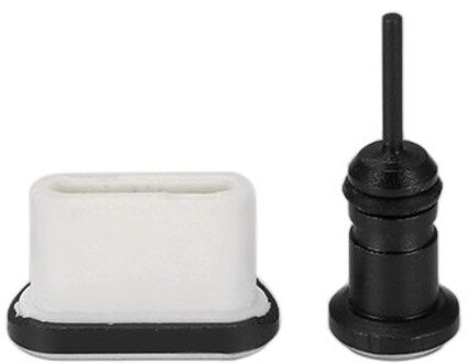 Type C Anti Stof Plug Set Usb Type-C Poort En 3.5Mm Koptelefoon Jack Plug Voor Samsung Galaxy s8 S9 Plus Voor Huawei P10 zwart