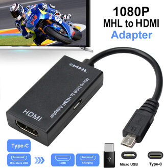 Type C & Micro USB Naar HDMI 1080P HD Audio Video Kabel voor HDTV Converter Adapters Voor TV PC laptop Telefoon Tablet