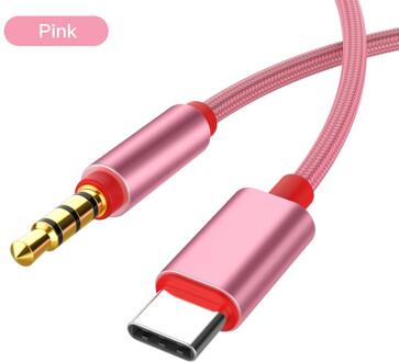 Type C Naar 3.5 Mm Aux Kabel Vergulde 3.5 Mm Audio Cord Hi-Fi Sound Usb C Audio Adapter Voor auto Media Spelers Xiaomi Samsung roze