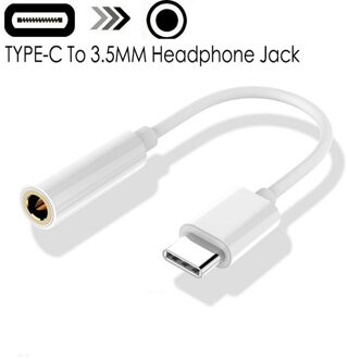 Type C Naar 3.5Mm Converter Adapter USB-C Jack Koptelefoon Hoofdtelefoon Kabel Audio Aux Kabel Adapter Voor Xiaomi Huawei wit