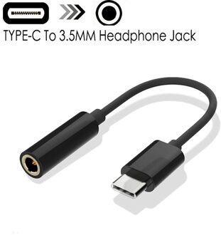 Type C Naar 3.5Mm Converter Adapter USB-C Jack Koptelefoon Hoofdtelefoon Kabel Audio Aux Kabel Adapter Voor Xiaomi Huawei zwart