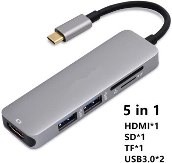 Type C Naar Hdmi-Compatibel 4K Vga Usb C Sd Tf Kaartlezer Usb 3.0 Adapter Hub Voor macbook Samsung S9 Dex Huawei P40 Tv Projector 5 in 1