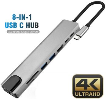 Type C Naar Hdmi-Compatibele Hub Usb C 4K Pd 5A 87W Dock Rj45 Lan Splitter Power levering Voor Macbook Pro/Air/Huawei Mate 8 in 1 HUB