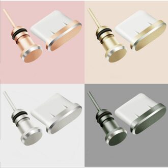 Type C Telefoon Opladen Poort 3.5Mm Koptelefoon Jack Sim Card Usb C Stof Plug Voor Samsung S10 S9 S8 note 8 9 Huawei P10 P20 P30 Pro roos goud 1reeks