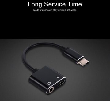 Type C to 3.5mm Jack Earphone Charging Cable USB C Audio Aux Cable Audio Adapter Earphone Charge Converter for Huawei Xiaomi Samsung(Black)