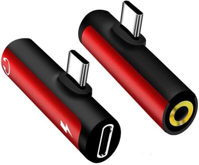 Type-C Tot 3.5Mm Oortelefoon Kabel Adapter Usb 3.1 Type C USB-C Mannelijke Naar 3.5 Aux Audio Vrouwelijke jack For A Xiaomi 6 1 rood