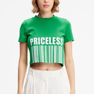 Typo print crop t-shirt Groen - M