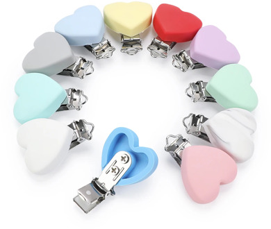 TYRY.HU 3pc/set Clip Silicone Heart Pacifier Chain Holder Soother Nursing Clips BPA Free Teether Clip