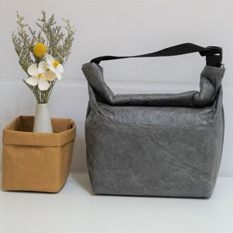 Tyvek Lunch Tas Herbruikbare Geïsoleerde Papier Lunchbox Draagtas, Milieuvriendelijke Waterdichte Student Lunchbox Op Werk, school, Picknick grijs
