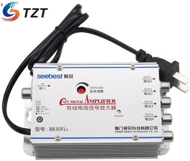 Tzt 4 Way Catv Vcr Tv Antenne Signaal Versterker Booster Splitter 30DB 45-880Mhz Freq
