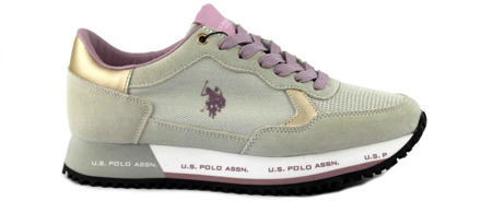 U.S Polo Assn. Beige/Lila Sneakers U.s. Polo Assn. , Multicolor , Dames - 36 Eu,40 EU