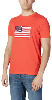 U.S Polo Assn. Blauw Print T-Shirt voor Mannen U.s. Polo Assn. , Red , Heren - Xl,L,M,S