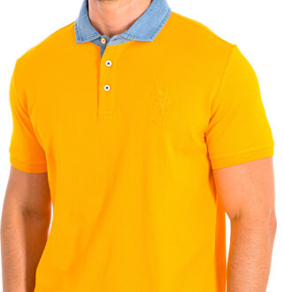 U.S Polo Assn. DESM Polo met korte mouwen en contrasterende reverskraag 61460 man - maat S Geel