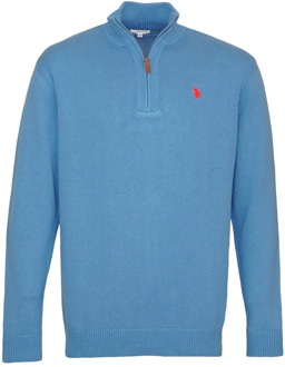 U.S Polo Assn. Elegant Sporty Half Zip Sweater U.s. Polo Assn. , Blue , Heren - M
