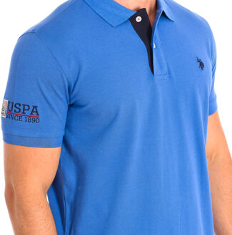 U.S Polo Assn. FOST Polo met korte mouwen en contrasterende reverskraag 64783 man Blauw