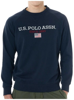 U.S Polo Assn. Geborduurde Crewneck Sweatshirt U.s. Polo Assn. , Blue , Heren - 2Xl,Xl,L,M