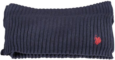 U.S Polo Assn. Geribbelde Gebreide Sjaal Classieke Stijl Donkerblauw