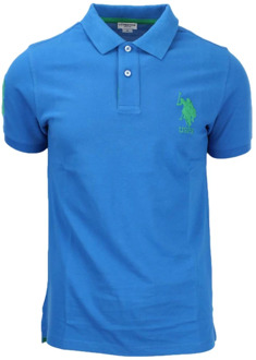 U.S Polo Assn. Heren Katoenen Polo Shirt U.s. Polo Assn. , Blue , Heren - 2Xl,Xl,L,M,3Xl