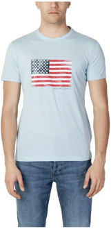 U.S Polo Assn. Heren Lichtblauw Print T-shirt U.s. Polo Assn. , Blue , Heren - 2Xl,Xl,M,S