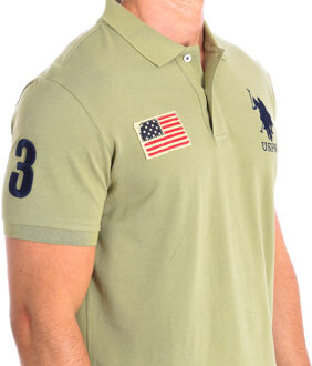 U.S Polo Assn. JARE Polo met korte mouwen en contrasterende reverskraag 64777 man Groen
