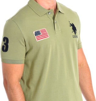 U.S Polo Assn. JARECBFD Polo met korte mouwen en contrasterende reverskraag 61431 man - maat S Groen