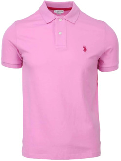 U.S Polo Assn. Klassieke Polo Shirt U.s. Polo Assn. , Pink , Heren - 2Xl,Xl,L