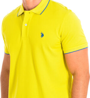 U.S Polo Assn. KORY Polo met korte mouwen en contrasterende reverskraag 64782 man Geel