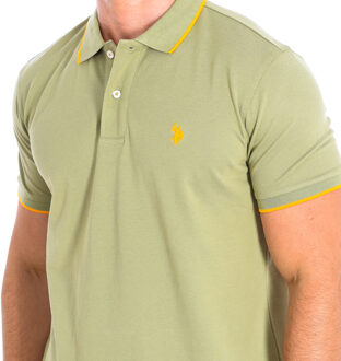 U.S Polo Assn. KORY Polo met korte mouwen en contrasterende reverskraag 64782 man - maat Groen