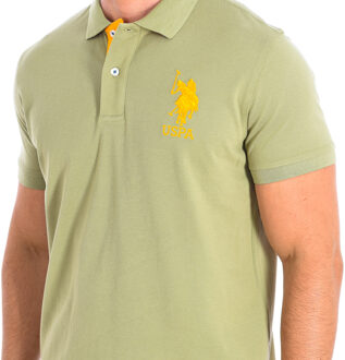 U.S Polo Assn. KORYCBAD Polo met korte mouwen en contrasterende reverskraag 64779 man - maat M Groen