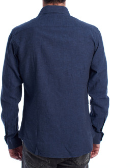 U.S Polo Assn. Langarmhemd aus Baumwolle und Leinen für Herren US41104030 Blauw