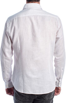 U.S Polo Assn. Langarmhemd aus Baumwolle und Leinen für Herren US41104030 Wit