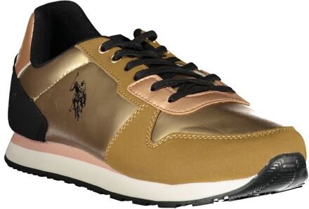 U.S Polo Assn. Metallic Lage Sneakers Roségoud Stijl - maat EU 35 Bruin