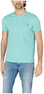 U.S Polo Assn. Mick T-Shirt Lente/Zomer Collectie 100%Co U.s. Polo Assn. , Blue , Heren - 2Xl,Xl,L,M,S,3Xl