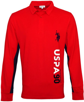 U.S Polo Assn. Polo Shirt met Lange Mouwen voor Vrije Tijd en Sport U.s. Polo Assn. , Red , Heren - 2Xl,Xl,L,M,3Xl