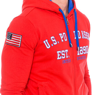 U.S Polo Assn. Sweater met lange mouwen, ronde hals, capuchon en rits 52129 heren - maat S Rood