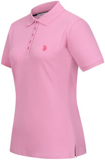 U.S Polo Assn. U.S. POLO ASSN. Dames Polo Shirt met korte mouwen gemaakt van katoen elastaan - maat XL Roze