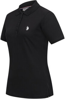 U.S Polo Assn. U.S. POLO ASSN. Dames Polo Shirt met korte mouwen gemaakt van katoen elastaan - maat XL Zwart