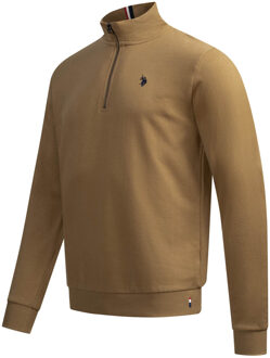 U.S Polo Assn. U.S. POLO ASSN. heren half-zip trui USNiico van katoenmix Beige - S